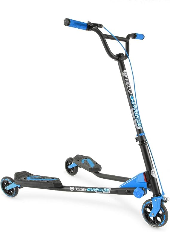 Yvolution Y Fliker Carver C3 Wiggle Scooter 3 Wheels Foldable Swing Scooter Self-Propelling Drifting Scooter for Kids Age 7+ Years