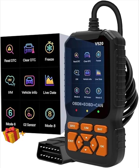 Professional OBD2 Car Diagnostic Scanner V520 Vehicle OBDII/EOBD Diagnostic Tool, Check Engine with Read/Erase Fault Code, Auto Code Reader, Support 10 Languages, Universal for Cars After 1996