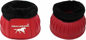 Horse X-Large Training Ribbed Rubber Hoof Impact Overreach Protection Fleece Lined Bell Boots Red 41HI01RD-XL