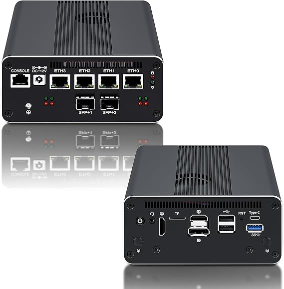 10GbE SFP+ Firewall Mini PC Alder Lake N100 4x i226-V 2.5G 8GB DDR5 128GB SSD Mini Computer Soft Router PC Proxmox Server, Barebone