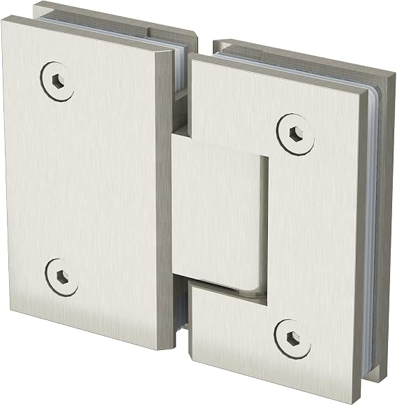 Brass 180 Degree Glass Shower Hinge, Brushed Nickel, Heavy Duty