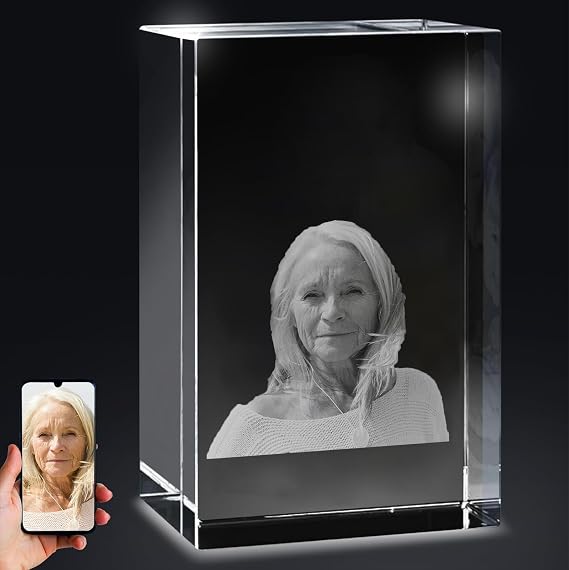 Personalized 3D Crystal Photo, Customization Crystal Photo, as a Touching Mom Dad Remembrance Gift