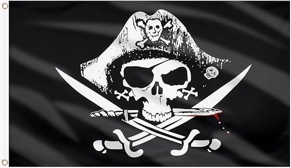 AhfuLife Pirate Flag for Outside 3x5 Ft, Large Jolly Roger Flag for Pirate Party Decorations - Polyester Double Side with Brass Eyelets for Halloween Decorations (Cross-Knife, 1 Pc)