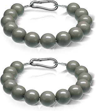 Hicarer 2 Pieces Flagpole Retainer Ring Flag Pole Accessories Beaded Flag Holder Rings Keep Close to Pole Counterweight Set with Steel Cable for Internal External Halyard Flagpole(Gray)