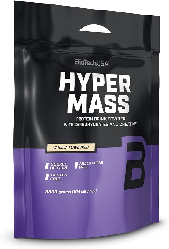 BioTechUSA Hyper Mass - Mass Gainer with Carbs & Protein Blend | Micronised Creatine | Gluten-Free, 6.8 kg, Vanilla