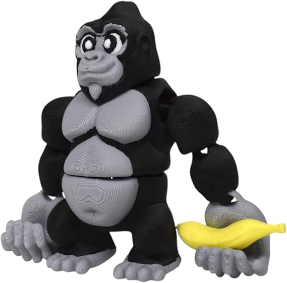3D Printed Mini Gorilla Figurine with Articulated Joints, Fun and Creative Desk Decor, Unique Moveable Animal Figurine for Home and Office, Collectible Desk Ornament