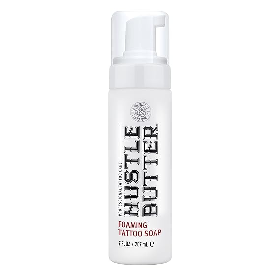 Hustle Bubbles Tattoo Aftercare Tattoo Soap - Dermatologist Tested Cleanser To Clean New Tattoos & Piercings - Essential Body Art Supplies 7oz