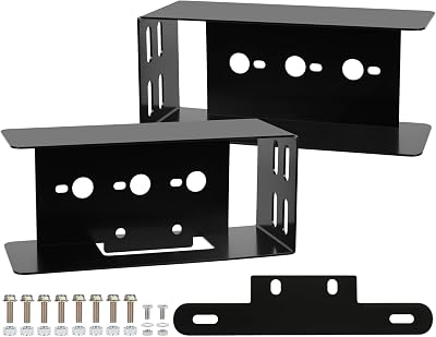 LINKITOM Rectangular Trailer Tail Light Mounting Box & License Plate Bracket, Left Right Guard Cover for Trailers Over 80 Boat Truck Marine Camper RV, Black Powder Coated Heavy Duty Steel
