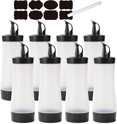 Condiment Squeeze Bottles Sauces Ketchup Bottles Squeeze Bottles Liquids, Oil - 12 oz 8 Pack, Black