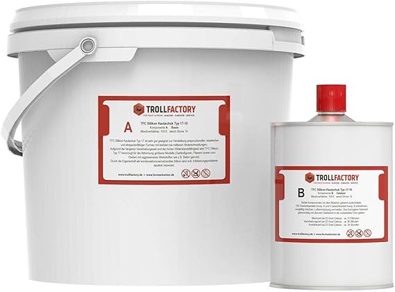 TFC Silikon Kautschuk Typ 17 RTV NV weisslich Shore 10 kondensation 100:5 Dubliersilikon Betonguss 21kg (20kg + 1kg)