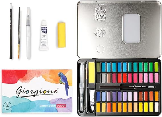 Magik 48 Premium Paints Watercolor Paint Set Include Metallic and Fluorescent Color
