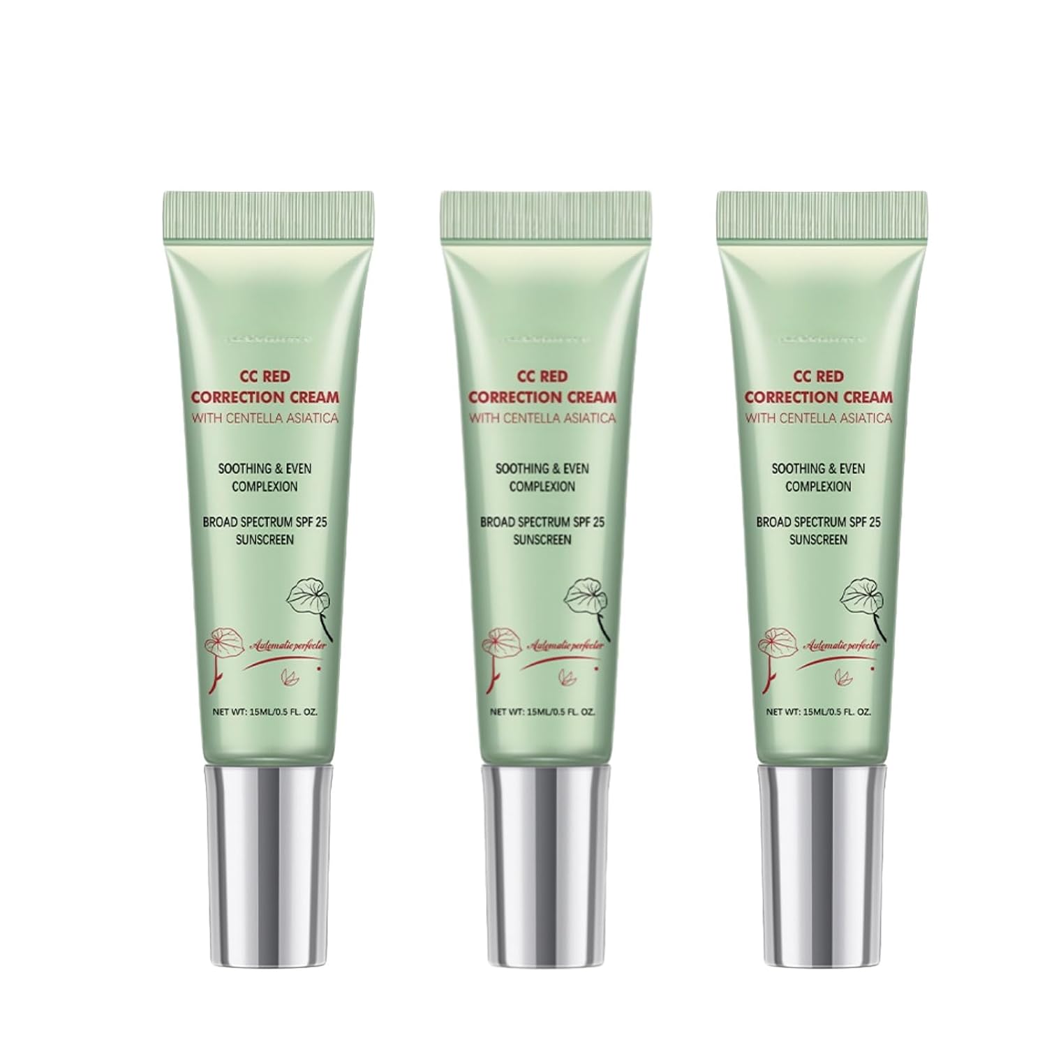 Erborion CC Red Correct with Centella Asiatica Skin Balancing Care Colour Correction for Blemishes & Redness Cosmetic Care SPF 25 (Pack of 3)