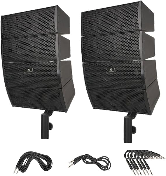 PRORECK Club A 4X4 Passive Line Array Speaker System Sets with Connecting Cables Eight Tweeter and Eight mid-tweeters, 8 Ohms Impedance