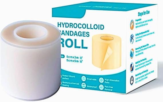 Hydrocolloid Bandage, Hydrocolloid Roll for Wound Care and Healing, Hypoallergenic and Skin-Friendly, Flexible & Waterproof,Self-Adhesive DIY Size and Shape 2in* 10ft