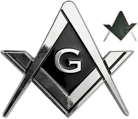 Masonic Car Emblem Square and Compass Metal Decal
