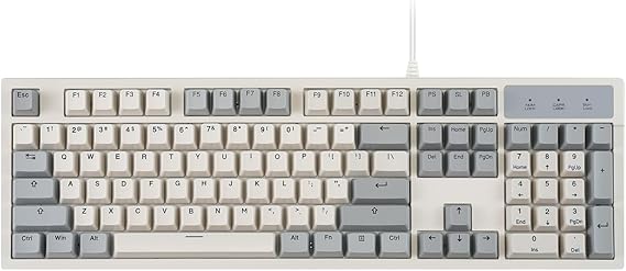 Perixx PERIBOARD-108M, Wired Mechanical Full-Size USB Keyboard - Red Linear Switch - Classic Retro Gray/White Color - US English