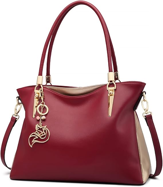 Split Leather Handbags, Large Capacity Zipper Closure Ladies Top-handle Roomy Tote/Purses Fashion Shoulder Bag for Women