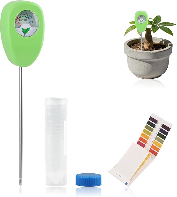 Moisture Meter for Plants, Soil Moisture Meter with pH Strips, No Battery