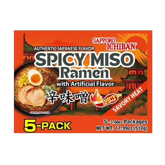 Sapporo Ichiban Spicy Miso Ramen, 5 Pack, 17.99 Oz
