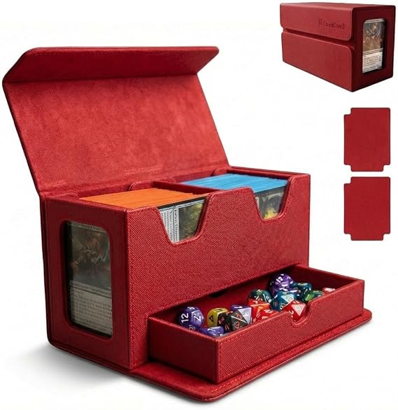 Double Deck Box MTG Commander 200+ Cards with Dice Tray Red