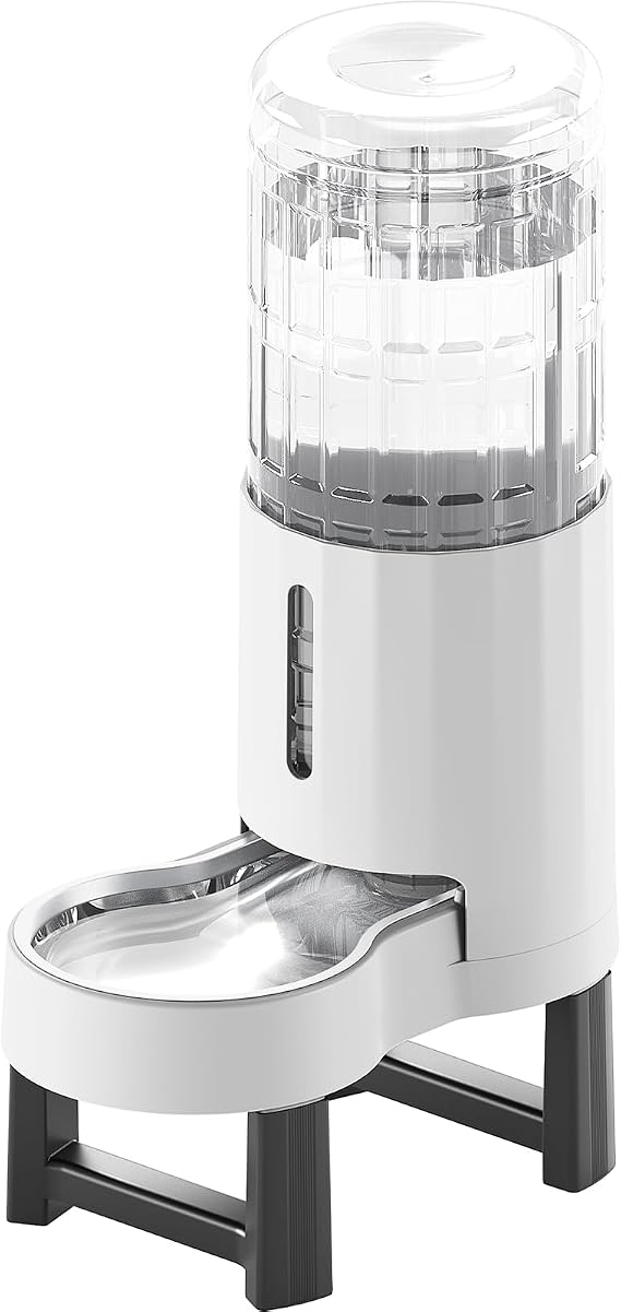 CZPET Gravity Dog Water Bowl Dispenser, Wider Mouth (9.5L+Stand,White)