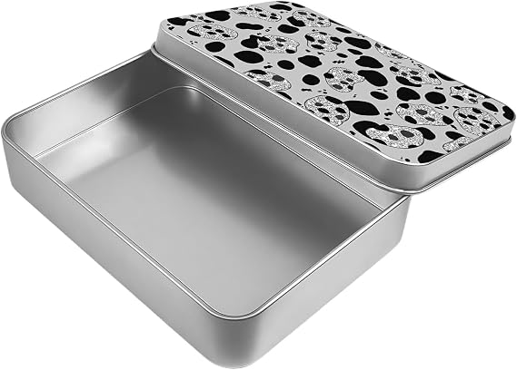 Small Rectangular Metal Tin Box,Glittering Cheetah Spots | 4.53 x 3.35 x 0.87 in small rectangular metal tin with lid for cards, coins, crafts, keepsakes and small-item storage