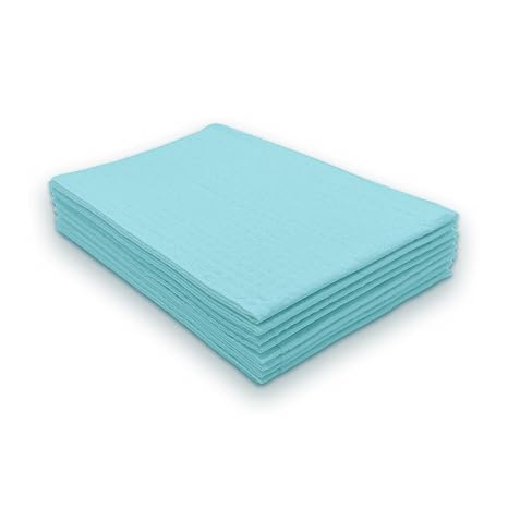 TIDI 1083 Avalon Dental Bib, Blue, 4 Layers, 13 W x 18 L (Pack of 500) Disposable Dental Bibs Embossed 3-Ply Tissue Poly Back to Help Prevent Leak-Through Nail Towels Tattoo Bibs
