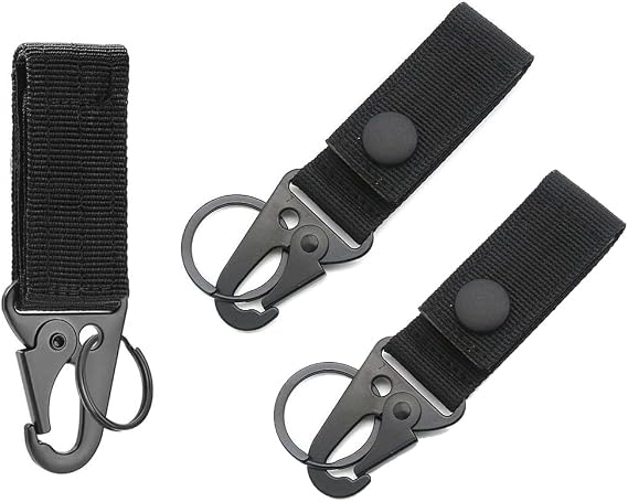 3 Pieces Outdoor Tactics Belt Key Clip Nonlocking Tactical Keychain Belt Clip Locking Mountaineering Carabiner Strap Carabiner Clip