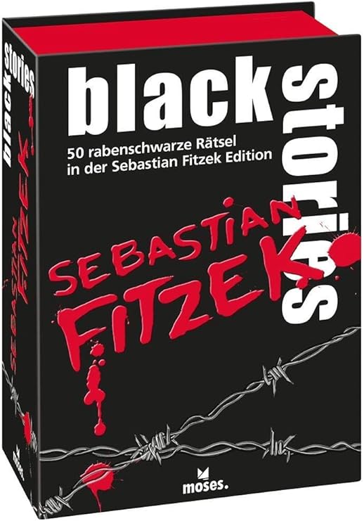 moses 90073 Black Stories Sebastian Fitzek Edition - The Game, 50 Raven Black Puzzles from the Realm of the Thriller Author, The Crime Card Game, 12 to 99 Years