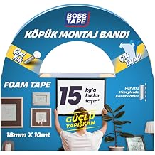 Boss Tape 15 KG Çift Taraflı Köpük Aksesuar Montaj Bandı 18 mm x 10m