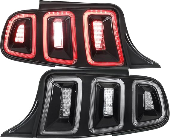 Ronnin - Fits 2010-2014 Ford Mustang Euro Style Upgrade Full LED Sequential Turn Signals Tail Lights Assembly Pair | Black