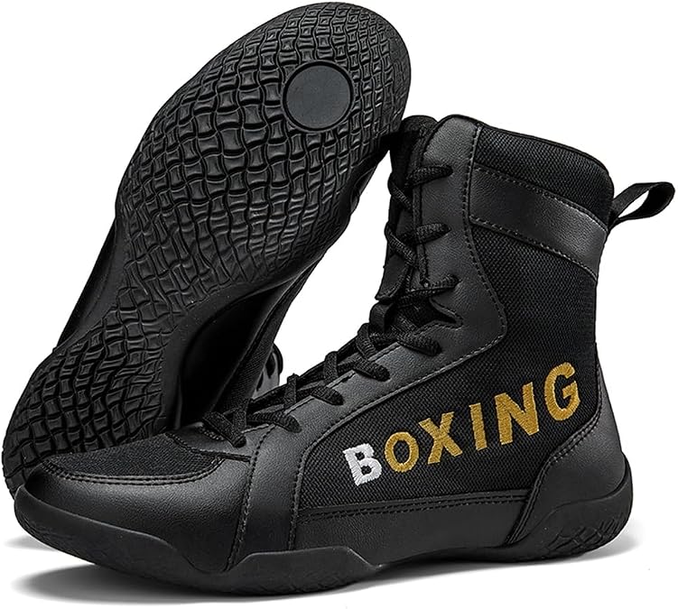 Men's Professional Boxing Boots High Top Wrestling Shoes Breathable Fighting Combat Shoes Fitness Kickboxing Taekwondo