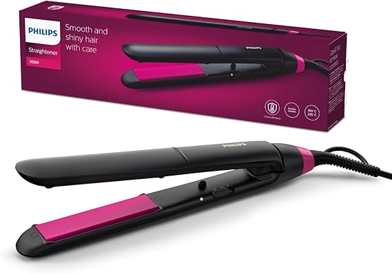Philips Saç Düzleştirici, Keratin Seramik Plaka, ThermoProtect Teknolojisi, 2 Sıcaklık Ayarı, Tuş Kilidi, 60 Saniyede Isınma, 220°C’ye Kadar Sıcaklık Ayarı, BHS375/00