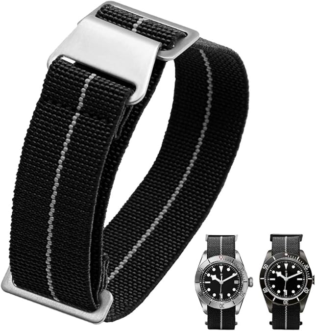 60's French Troops Parachute Special Elastic Nylon Watch Band Man's Universal Hook-and-Loop Nylon Strap 20/21/22mm