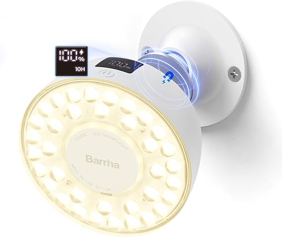 Barrina Orbgrow OG03C Rechargeable Puck Grow Light, 4000K, 1 Pack, White