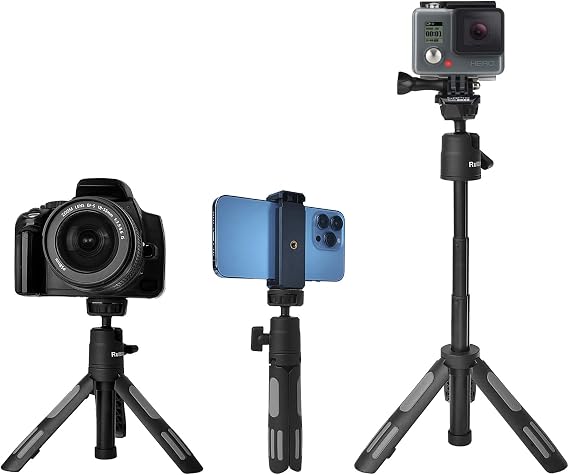 Ruittos Phone Tripod Stand and Selfie Stick for iPhone, Webcam, Desktop, Sony, Canon G7x Camera, Go Pro, Travel 11.5inch Tripod Compatible DJI osmo Pocket 3, 2