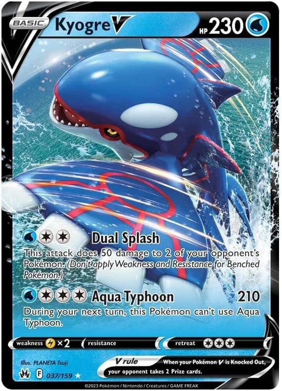Kyogre V 037159 Ultra-Rare Rare Pokemon Card SWSH Crown Zenith  1x TitanCards® Toploader