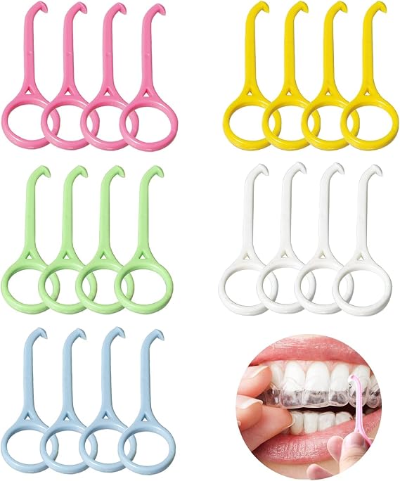 20 Pcs Aligner Removal Tool Retainer Remover Tool Aligner Tooth Hook Invisible Braces Remover Hook for Removing Invisible Braces Orthodontic Retainers Tooth Cleaning Oral Care (5Colors)