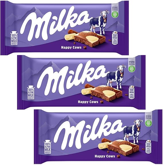 Milka Chocolate Happy Cow 3.5 oz 100 g, Set of 3, Germany Chocolate, World's Top Brand Cool Flights