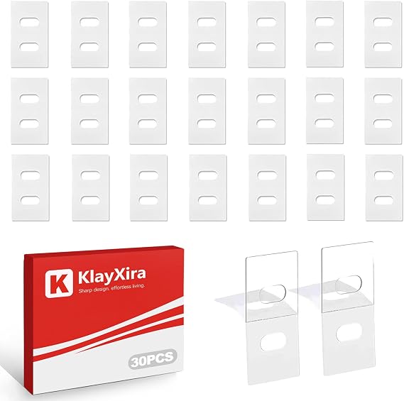 60 Pack Clear Vertical Blind Repair Tabs, No Tool Peel and Stick Adhesive Clips, Replacement Kit for Window Blinds