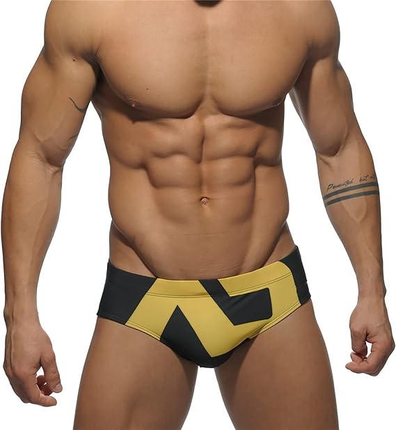 Men's Bikini Swimwear Sexy Low Rise Swimming Briefs with Adjustable Drawstring