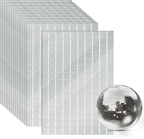 OTYMIOW 2250 PCS Disco Ball Tiles, 10 x 10 MM Self Adhesive Mosaic Tiles Square Glass Stickers, Mosaic Mirror Tiles
