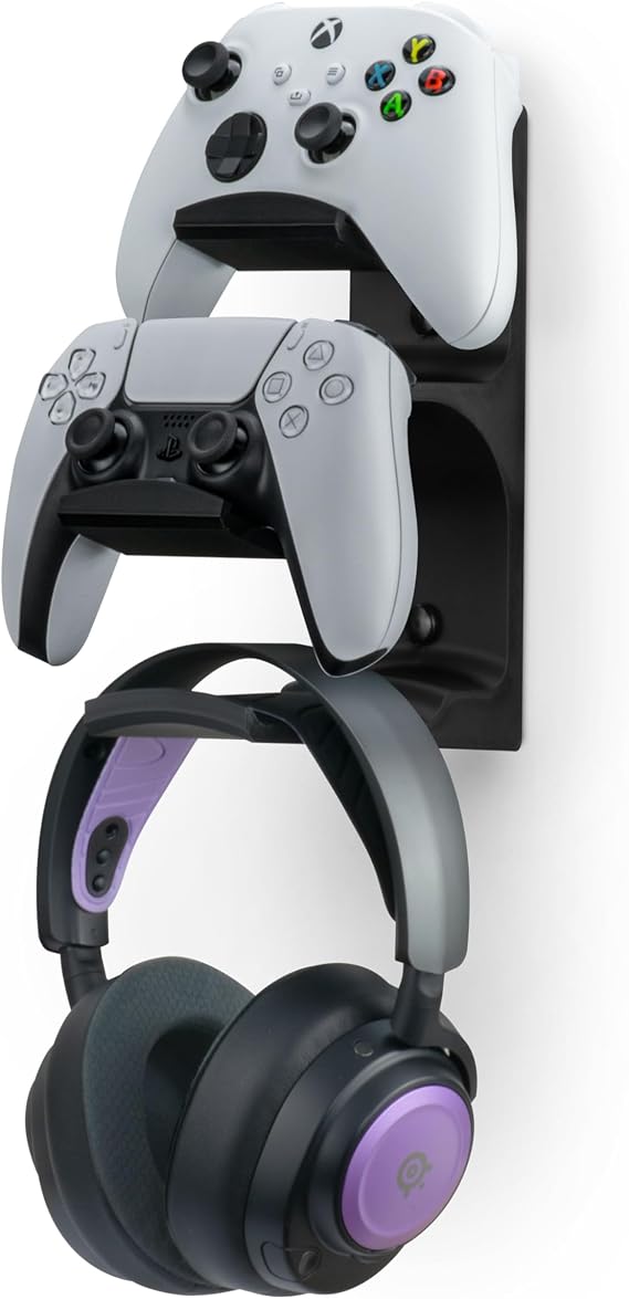 BRAINWAVZ The Behemoth - Dual Game Controller & Headphone Stand Wall Mount Holder - Designed for All Gamepads & Headsets