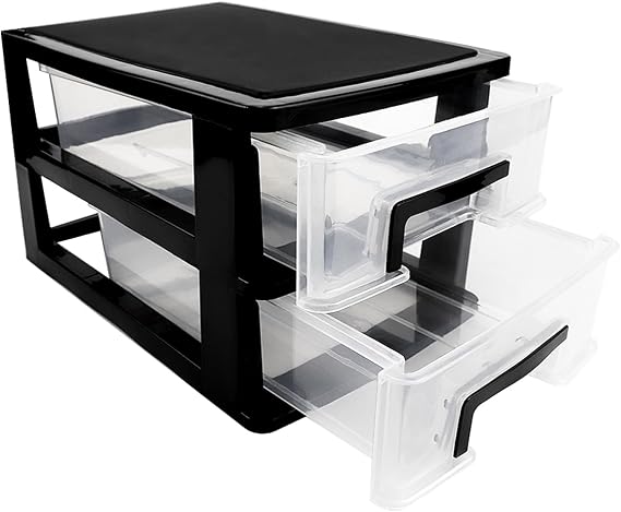 2 Tier Plastic Drawer Organizer Storage Box for Desk, Cosmetics, Jewelry, Office Supplies, Home Organization (8.46" x 5.9" x 5.11")