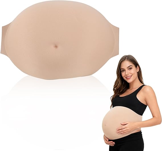 Agatige Fake Pregnancy Belly, Memory Foam Adjustable Belly Bodysuit Artificial Baby Bump for Stage Performance Film Props