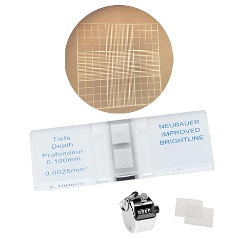 Cell Counting Chamber Neubauer Improved Hemocytometer with 1 Counter, Bright Line for Counting Cells