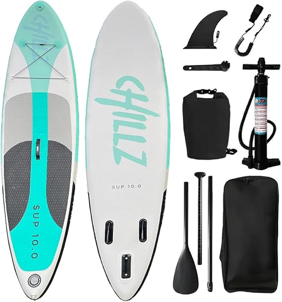 Chillz® *NEW 2024 MODEL* SUP 10.0 – 10ft Inflatable Stand Up Paddle Board, SUP Inflatable Surfing Board for Adults and Children, Premium Board suitable for both Beginners and Experienced users
