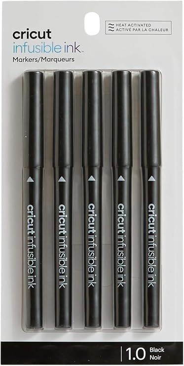 Cricut Infusible Ink Markers, Black Medium-Point Markers (1.0), 5 count (Pack of 5)