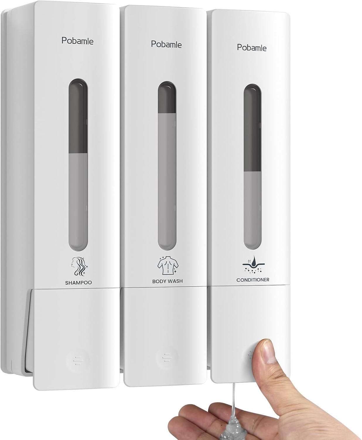 shower soap dispenser wall mounted no drill shampoo and conditioner dispenser 3 chamber white