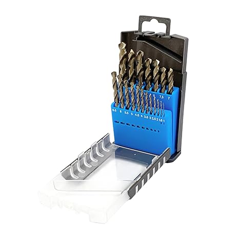 Cobalt Drill Bit Set,19 PCS Drill Bit Sets Hss-G M35 Cobalt 5% DIN338 Metal Drill Set for Stainless Steel,Hard Metal, Cast Iron with Storage Box(1.0mm-10.0mm) X0.5mm